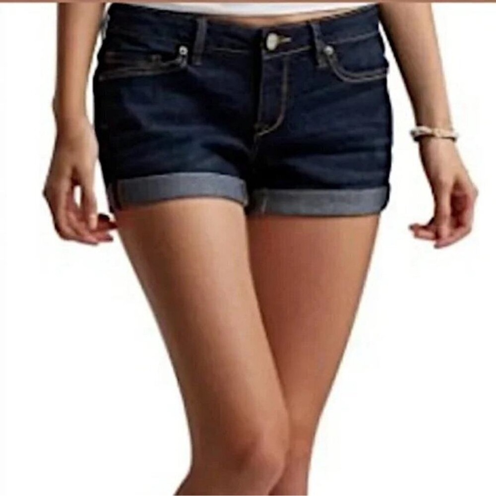 Aeropostale Shorts Womens 00 Blue Denim Jean Ultra Low Rise Mini Micro Midi Y2K